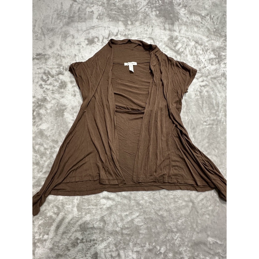 Ambiance Apparel Open Top Women's Size Small Brown Short Sleeve Flowing EUC